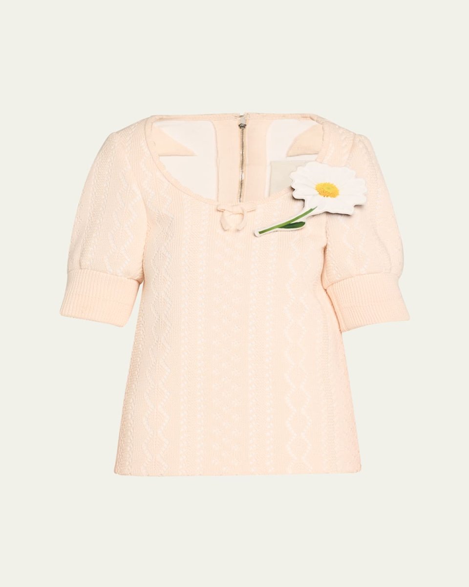 Floral Brooch Oversized Top